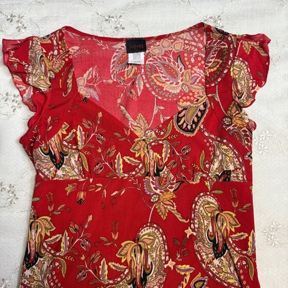 Vintage Red Paisley Tie-Back Top – Tag Size Large (Best for Medium) - Picture 3 of 8